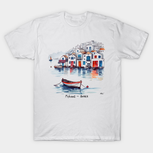 Mykonos Greece Graphic Tee | Little Venice by Mad Monkey Creations
